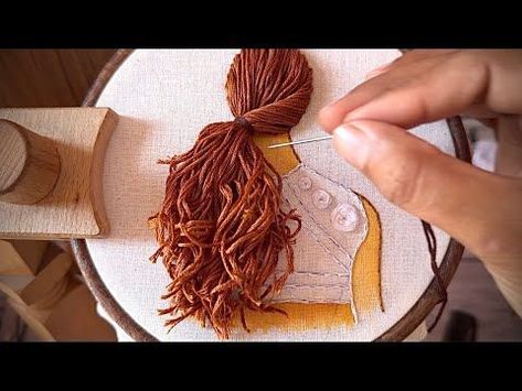 Girl and hair embroidery tutorial || Doll embroidery || Embroidery for beginners || Brazilian Embroidery, Couture, Hair Embroidery Tutorial, Hair Embroidery, Doll Embroidery, Machine Embroidery Tutorials, Hand Embroidery Patterns Flowers, Embroidery Tutorial, Embroidery Stitches Tutorial