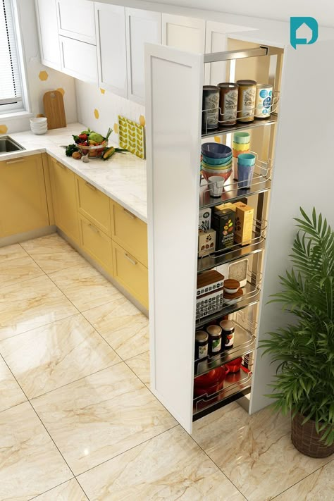 13 Kitchen Pantry Ideas for All Your Storage Needs Pantry Unit In Kitchen Indian, Yellow Kitchen Paint, Kitchen Pantry Design Ideas, Pantry Unit, Pantry Design Ideas, Kitchen Pantry Ideas, Pantry Designs, White Kitchen Pantry, Modular Kitchen Ideas