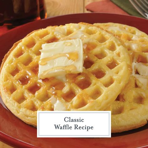 Homemade Waffles + 13 Variations - A Delicious Waffle Recipe - Homemade Waffles is a classic recipe that has an additional 13 ideas for fun variations. The perfect Sunday breakfast for kiddos (and adults). #homemadewaffles13variations #breakfast Quick Waffles, Classic Waffle Recipe, Eggo Waffle, Whole Wheat Waffles, Chocolate Chip Granola Bars, Eggo Waffles, Waffles Recipe, Homemade Waffles, Breakfast Waffles