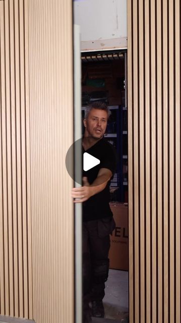 Walls and Floors on Instagram: "How to Create a Hidden Panelled Door 👀  Want to create a seamless ‘hidden door’ effect in your home? Here @mrandmrsdiytv shows you exactly how with our Trepanel wood slat panels! Let us know if you have any questions below…  📹 Trepanel Oak - currently 25% off  Save for later inspo 💾  #woodpanelling #howto #howtodiy #diy #panelling #woodslatwall #walldecor #wallpanelling #interiordesign #hiddendoor #fyp" Secret Door Panelling, Secret Panel Door, Hidden Wall Panel Door, Slat Wall With Hidden Door, Hidden Door With Paneling, Hidden Wall Panel, Hidden Attic Door, Hidden Door Paneling, Door Concealed In Panelling