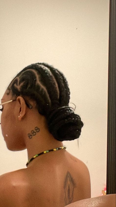 black girl , heart braids, angel number tattoos, angek numbers, straight backs, 888 tattoo Angel Number Tattoo Black Women, 888 Neck Tattoo, Number Tattoo Back Of Neck, 888 Angel Number Tattoo Ideas, Numbers Neck Tattoo, 333 Neck Tattoo, Neck Tattoo Number, 888 Tattoo Design, Angel Number Tattoo Neck