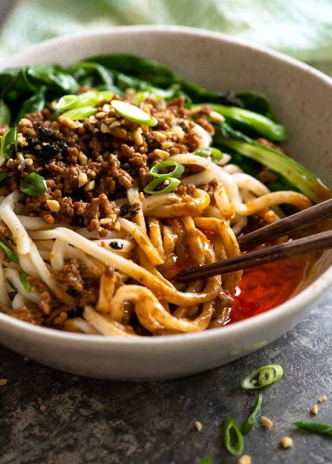 Dan Dan Noodles (Spicy Sichuan noodles) | RecipeTin Eats Dandan Noodles Recipes, Pork Dan Dan Noodles, Spicy Dan Dan Noodles, Szechuan Noodles With Spicy Beef Sauce, Dan Dan Noodles Vegan, Spicy Szechuan Noodles, Dan Dan Noodle, Sichuan Noodles, Dan Dan Noodles Recipe