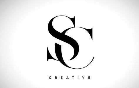 SC Artistic Letter Logo Design with Serif Font in Black and White Colors Vector Illustration Sc Name Logo, S And C Logo, Sc Logo Design Letter, Sc Logo Design, Black And White Logo Design, Creation Logo Png, Cs Logo, Golf Logo Design, Sc Logo