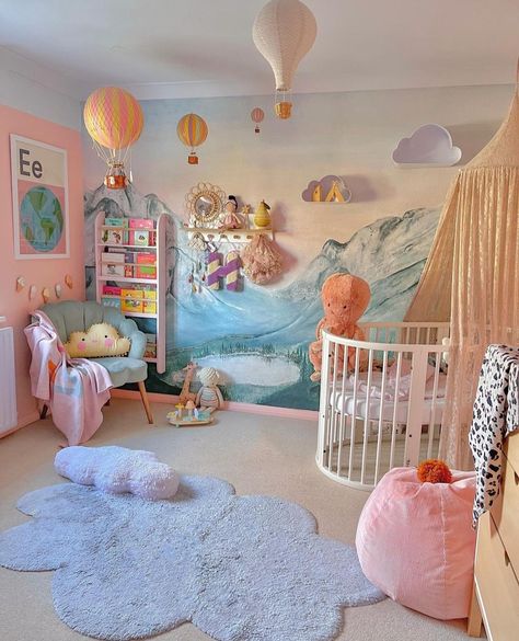 Ceiling Painting, Baby Room Themes, Whimsical Nursery, Baby Room Inspiration, Nursery Room Inspiration, Baby Room Design, Girls Nursery, Nursery Baby Room, Decor Wallpaper