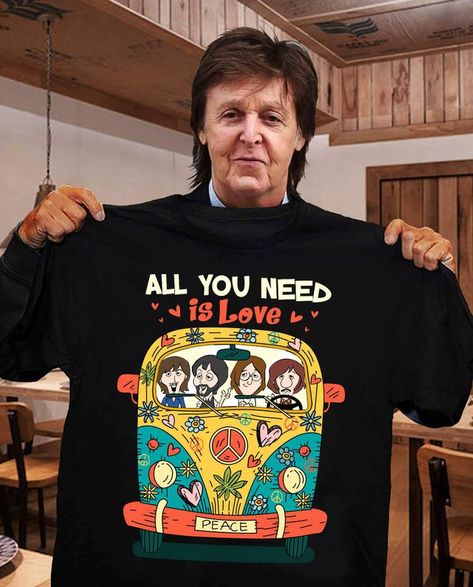 Beatles One, Hippie Car, Beatles Tshirt, Funny Gifts For Men, Hippie Shirt, All You Need Is Love, Love T Shirt, Tee Design, All You Need Is