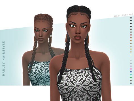 The Sims Resource - Harley Hairstyle Sims 4 Hairstyles, Sims 4 Cc Hair, 4 Hairstyles, Audrey Kitching, Sims 4 Piercings, 4 Braids, Sims 4 Cc Kids Clothing, Dutch Braid Hairstyles, Braided Hairstyle