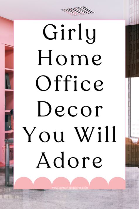 Girly home office decor you will love! Cute and feminine home office decor finds! Pretty Office Decor, Pink Boho Office Decor, Pink And Grey Office, Farmhouse Home Office Ideas, Cute Home Office Ideas, Girly Office Space, Feminine Home Office Classy, Feminine Office Space, Office Decor Ideas For Women