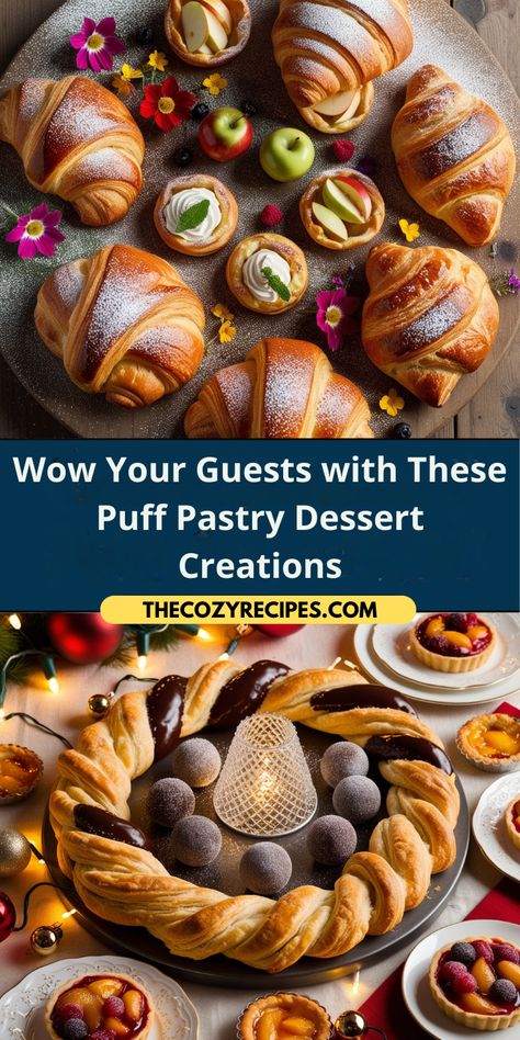 Turn your next gathering into a gourmet experience with these stunning puff pastry dessert creations. Easy to make, but they look and taste divine! Puff Pastry Dessert Recipes, Quick Banana Bread, Puff Pastry Dessert, Puff Pastry Recipes Dessert, Puff Pastry Desserts, Pastry Desserts, Dinner Rolls, Easy Food To Make, Dessert Ideas