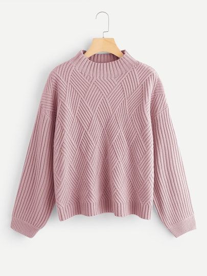 Shop Geo Front Rib Knit Sweater online. SheIn offers Geo Front Rib Knit Sweater & more to fit your fashionable needs. Rib Knit Sweater, Latest Sweater, Women Sweaters, Party Dress Short, Fall Fabric, Sweaters Online, Sweater Knitting Patterns, Ribbed Knit Sweater, Knitting Women Sweater