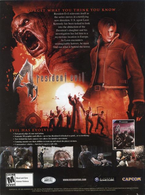 Resident Evil 4 2005, Retro Games Poster, Video Game Print, Magazine Advert, Resident Evil 4, Vintage Poster Design, Retro Horror, Childhood Games, Horror Games