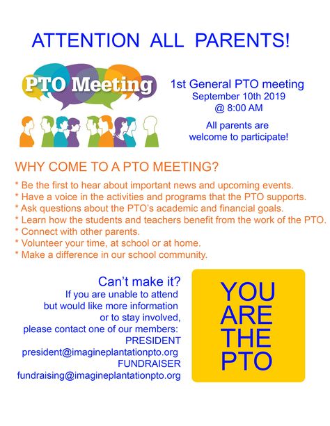 Pto Flyers Join, Pto Information Board, Preschool Pto Ideas, Join Pto Flyer, Pto Board Introduction, Pta Meeting Flyer, Pto Volunteer Recruitment Poster, High School Pto Ideas, Pto Meeting Flyer