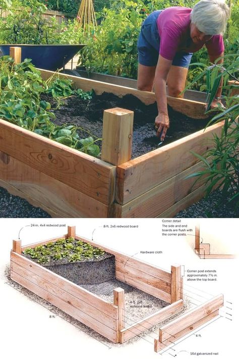 28 Best DIY raised bed gardens, easy to build using inexpensive simple materials. Great tutorials on how to build productive raised beds to grow vegetables and flowers. Plus many ideas on heights and design variations! - A Piece of Rainbow #backyard #gardens #gardening #gardeningtips #urbangardening #gardendesign #gardenideas #containergardening #DIY #homestead #homesteading #gardeningtips #upcycle #upcycling #woodworkingprojects #woodworkingplans Vegetable Garden Layout, Raised Garden Beds Diy Vegetables, Garden Bed Layout, Jardim Diy, Building Raised Garden Beds, Raised Flower Beds, Decoration Shabby, Garden Layout Vegetable, Building A Raised Garden