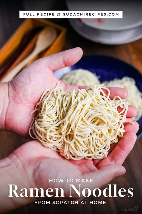 Noodles From Scratch Recipe, Home Made Ramen Noodles, Make Ramen At Home, Ramen Noodles From Scratch, Ramen Noodle Recipes Homemade, Healthy Ramen Noodle Recipes, Diy Ramen, Ramen At Home, Healthy Noodle Recipes