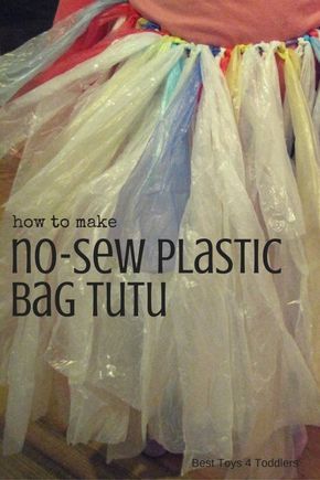 Make something that will entertain your kids without any money spent - plastic bag tutu! Easy craft and no sewing required! Fancy Dress Costumes Kids, Recycled Costumes, Halloween Costume Patterns, Best Toddler Toys, No Sew Tutu, Toddler Tutu, Halloween Crochet Patterns, Homemade Toys, Family Diy