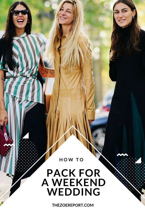 How To Pack For A Weekend Wedding Wedding Weekend Guest Outfits, Weekend Wedding Outfits, Wedding Guest Weekend Outfits, Weekend Wedding Packing List, Wedding Weekend Outfits Guest, Wedding Guest Packing List, Wedding Weekend Outfits, Long Weekend Packing, Weekend Trip Packing List