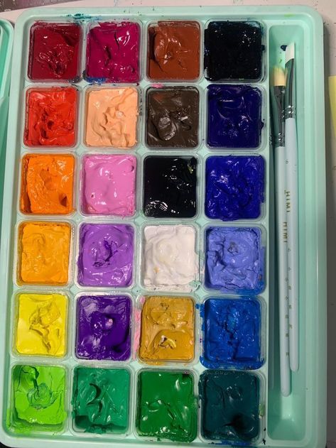 Gouache Paint Palette, Guache Jelly Painting, Himi Jelly Gouache, Himi Guache Pallete, Himi Paint, Jelly Gouache Painting, Art Materials Aesthetic, Himi Gouache Art, Jelly Gouache