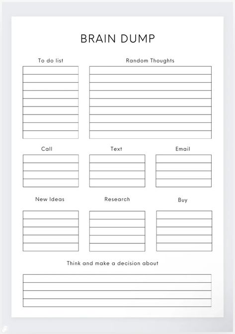 Brain Dump Worksheets & Templates to Boost Your Id Free Worksheets For Mental Health, Brain Dump Journal, Brain Dump Worksheet Free Printable, Braindump Template, Brain Dump Printable Free, Brain Dump Template, Brain Dump Template Free Printables, Brain Dump Printable, Trigger List Brain Dump