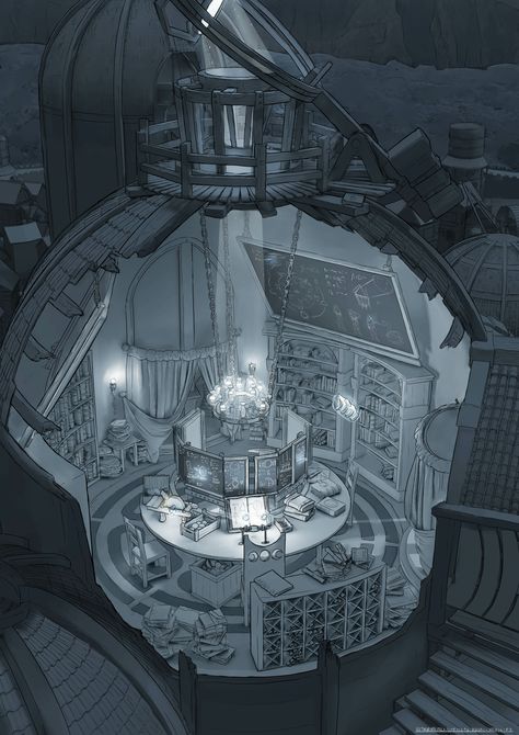 Mage Tower, Interior Concept Art, Feng Zhu, Fantasy Wizard, Jr Art, Fantasy Props, Interior Concept, House Drawing, 3d Modelling