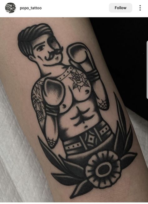 Boxer Tattoo, American Traditional Sleeve, Mangas Tattoo, Traditional Black Tattoo, Traditional Sleeve, Tattoo Traditional, Traditional Tattoo Art, Black Tattoo, American Traditional Tattoo