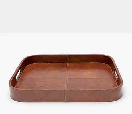 Bristol Tobacco Leather Tray Rectangular With Rounded Edges Pheasant, Serving Trays, Leather Tray, Leather Coasters, Serving Drinks, Leather Bar, Glass Tray, Rustic Lodge, Color Help