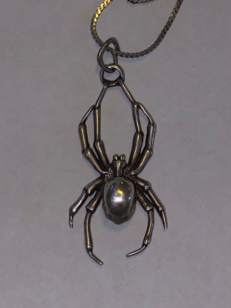 From my collection. Vintage signed Kali sterling spider pendant Oc Things, Spider Pendant, Aesthetic Jewelry, Emo Scene, Band Shirts, Dear God, Jewelry Inspo, My Collection, Halloween Nails