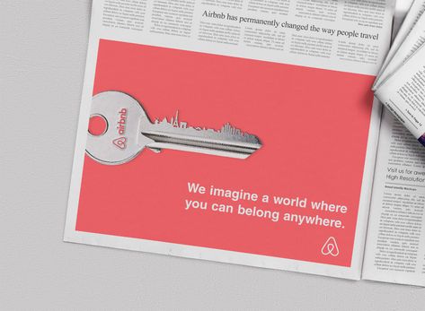 Airbnb Poster Design, Newspaper Creative Ads, Airbnb Advertising Ideas, Airbnb Advertising, Vibrant Minimalism, Airbnb Branding, Apartment Advertising, Advertisement Layout, Social Media Images Design