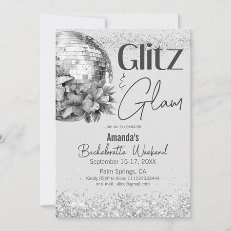 Bachelorette Party Invitations disco glitz and glam silver bachelorette party invitation bachelorette party glitz and glam silver party invite wedding party ideas glitter glam party theme disco ball last disco disco cowgirl bachelorette weekend #Invitation #card #template #design #pinterestquotes #pinterestideas #pinterestmom #pinterestwedding #aesthetic #love #art #pinterestsuccess Glitz And Glam Bachelorette Party, Disco Glitz, Silver Bachelorette Party, Silver Bachelorette, Glam Invitation, Last Disco, Bachelorette Party Invitation, Cowgirl Bachelorette, Disco Theme