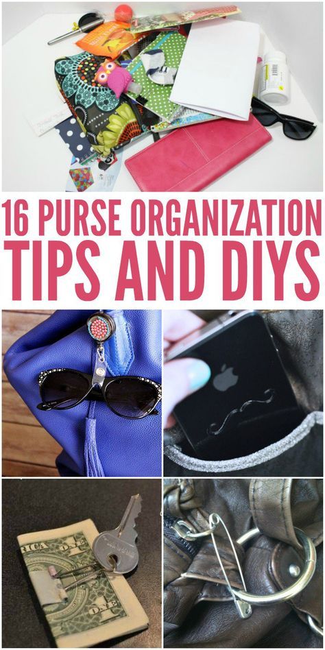 I know I need to use these organization tips for my purse! -One Crazy House Purse Hacks Tips, Frig Organizing, Purse Hacks, Organized Purse, Work Organizer, Clear Clutter, Diy Purse Organizer, Essential List, Purse Cleaning