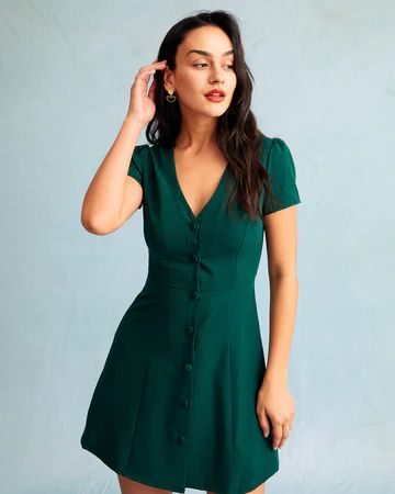 Button Up Mini Dress, Shirt Mini Dress, Black And Pink Dress, Dark Green Dress, Pink Dresses, Short Sleeve Mini Dress, Short Jeans, Mini Shirt Dress, Mini Dress With Sleeves