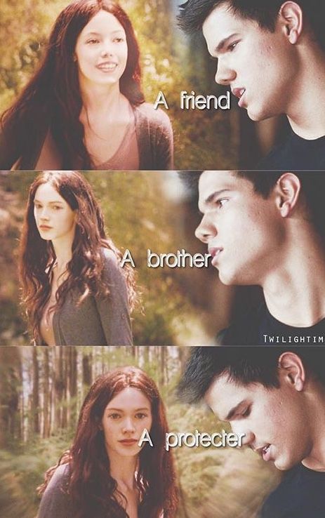 Jacob imprinted on renesmee and described as a friend, a brother and a protector Twilight Jacob And Renesmee, Twilight Saga Quotes, Jacob Black Twilight, Twilight Jacob, Twilight Renesmee, Twilight Jokes, Twilight Wolf, Twilight Saga Books, Twilight Saga New Moon