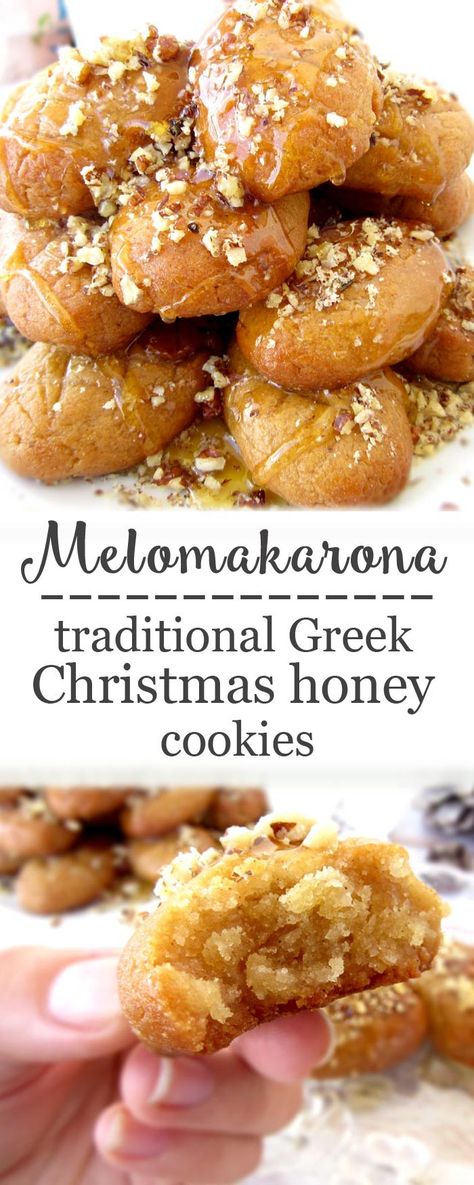 Melomakarona Recipe, Greek Christmas, Greek Cookies, Honey Cookies, Greek Desserts, Greek Cooking, Dessert Dips, Greek Dishes, Christmas Treat