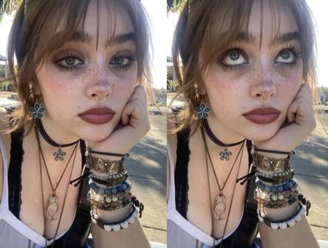 Fairy Grunge Aesthetic Makeup, Witchy Aesthetic Makeup, Alt Summer Makeup, Fairycore Grunge Makeup, Casual Witchy Style, Summer Grunge Makeup, Woodsy Makeup, Smudged Makeup Aesthetic, Messy Makeup Grunge