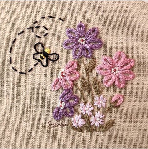 Handkerchief Embroidery, Sulaman Pita, Embroidery Hoop Art Diy, Basic Hand Embroidery Stitches, Simple Hand Embroidery Patterns, Stitches Embroidery, Diy Embroidery Designs, Floral Embroidery Patterns, Diy Embroidery Patterns