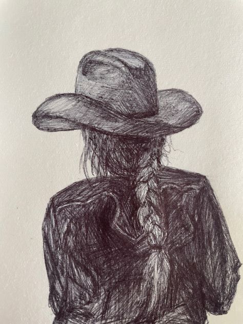 Croquis, Cowboy And Cowgirl Couple Drawing, Cowboy Drawing Ideas, Western Pencil Drawings Cowboy Art, Western Sketches Pencil, Country Music Drawings, How To Draw A Cowboy, Cowboy Sketch Drawing, Sketch Ideas People