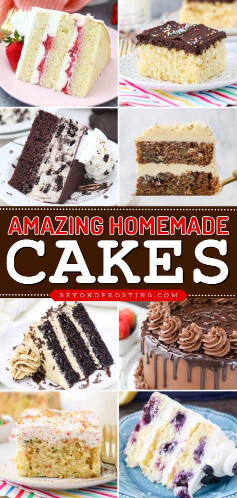 In the mood for sweet food? These different cake recipes are the desserts to make at home! Not only are they easy cakes from scratch, but they also feature the best cake flavors like vanilla, chocolate, peanut butter, Oreo, and more. Enjoy these amazing homemade cakes! Tasty Birthday Cakes, Pie, Vanilla And Chocolate Cake Decorating, Easy Desserts Homemade, Homemade Cake Icing Easy, Homemade Cakes Birthday, Speciality Cakes Recipes, Best Cake Ever Recipe, Birthday Cake For Women Recipes