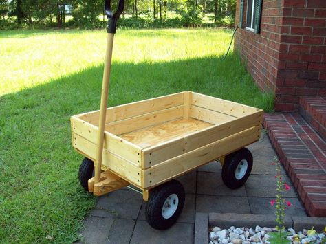 Wood Wagon Diy, Diy Wagon Cart, Kids Garden Toys, Diy Wagon, Wood Kids Toys, Diy Garage Work Bench, Kids Wagon, Wood Wagon, Wooden Cart