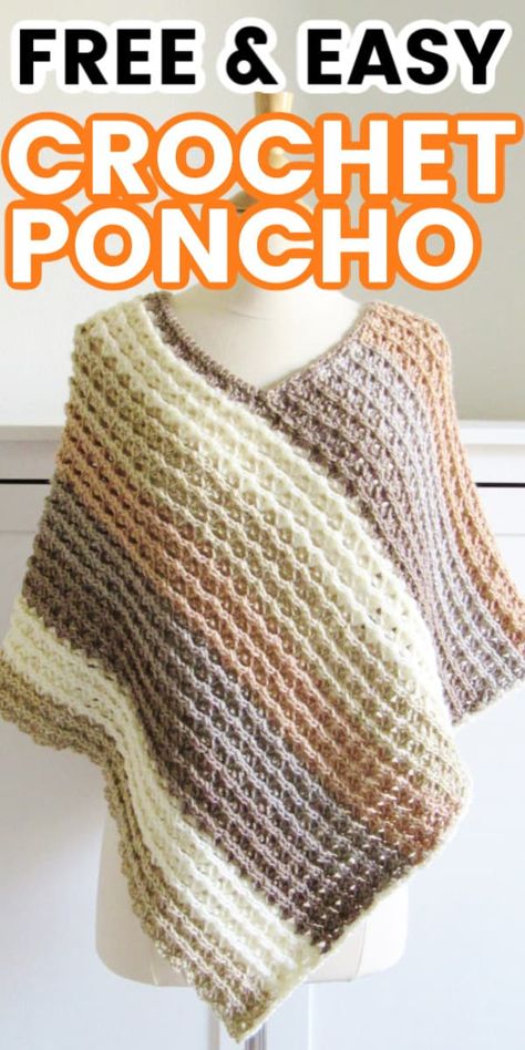 Free Crochet Patterns For Ponchos For Women, Easy Crochet Poncho From A Rectangle, Womens Crochet Ponchos Free Patterns, How To Crochet A Poncho For Beginners, Easy Crochet Patterns Free Ponchos, Crochet Easy Poncho Free Pattern, Diy Crochet Poncho Free Pattern, Chunky Crochet Poncho Free Pattern, Crochet Poncho Tutorial