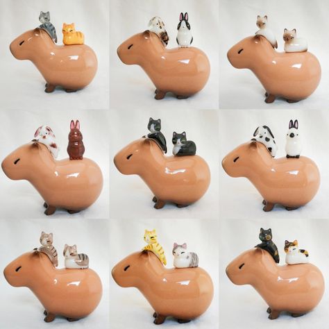 Capybara Ceramic, Cats And Rabbits, Easy Clay Sculptures, Polymer Clay Cat, Diy Boho Decor, Cute Polymer Clay, Cute Clay, Clay Art Projects, Diy Clay Crafts