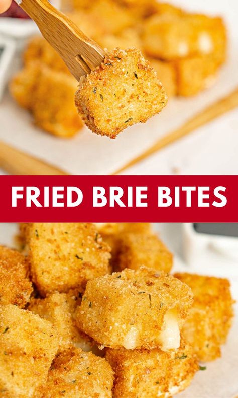 Essen, Crispy Brie Bites, Deep Fried Brie Cheese, Roasted Brie Cheese, Fried Brie Bites, Fried Brie Recipes, Pan Fried Brie, Recipes That Use Brie Cheese, What To Make With Brie Cheese