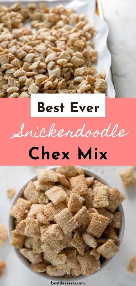 Snickerdoodle Puppy Chow Chex Mix Recipe, Cinnamon Snack Mix Recipes, Snacks Made With Chex Cereal, Wheat Chex Cereal Recipes, Snacks With Chex Cereal, Cinnamon Chex Mix Recipes Fall Snacks, Rice Chex Cereal Recipes, Rice Chex Snacks, Rice Chex Recipes Healthy