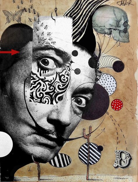 hello dali by Loui Jover Collage Project Ideas Student, Kollage Konst, Dadaism Art, Dada Art, L'art Du Portrait, Art Du Collage, Loui Jover, Pics Art, Art Movement