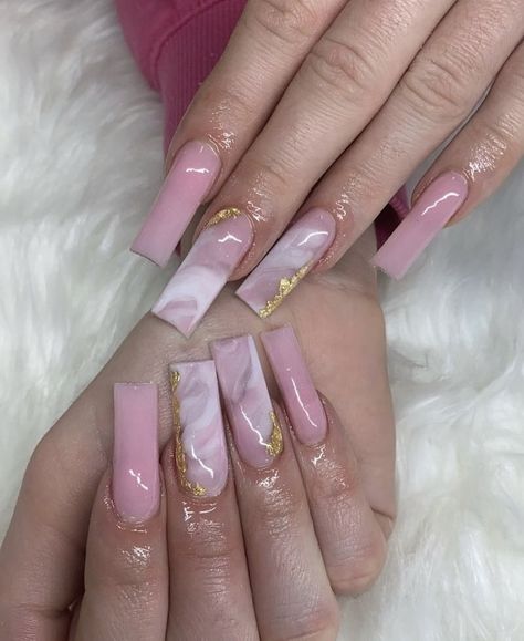 Pink Nails Boujee, Ombré Design Nails, Pink And White Marble Acrylic Nails, Long Pink Acrylics, Blush Pink Nails Acrylic Coffin, Cute Ombre Nail Designs, Medium Square Acrylic Nails Winter, Tattoo Female Forearm, Ombre And Marble Nails