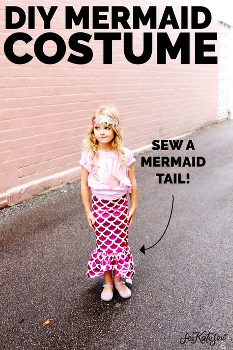 DIY MERMAID COSTUME | DIY Halloween Costume | DIY Mermaid Tail | Things to Make with a Cricut | Things to Make with a Cricut Easy Press 2 | How to Make Fabric with a Cricut | How to Make a Mermaid Costume || See Kate Sew #diymermaidcostume #diyhalloweencostume #diycostume #mermaidtail #cricut #cricuteasypress #seekatesew How To Make A Mermaid Tail Costume, How To Sew A Mermaid Tail, Kid Mermaid Costume, Mermaid Tail Diy Costume, Diy Mermaid Tail For Kids, Diy Kids Mermaid Costume, Mermaid Costumes Diy, Mermaid Costume Kids Diy, How To Make A Mermaid Tail