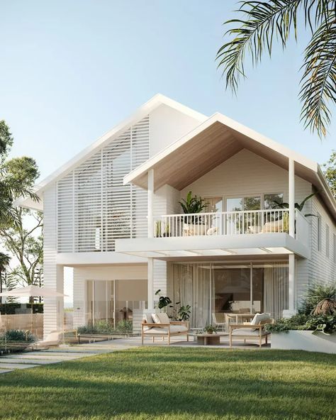 Modern Homes Forecast 2024 Australian Coastal Homes Exterior, Beach House Contemporary, Modern Australian Home Exterior, Modern Hamptons Exterior, Duplex House Design Plan, White House Modern, Modern Hamptons House, Modern Coastal Home Exterior, Modern Beach House Exterior