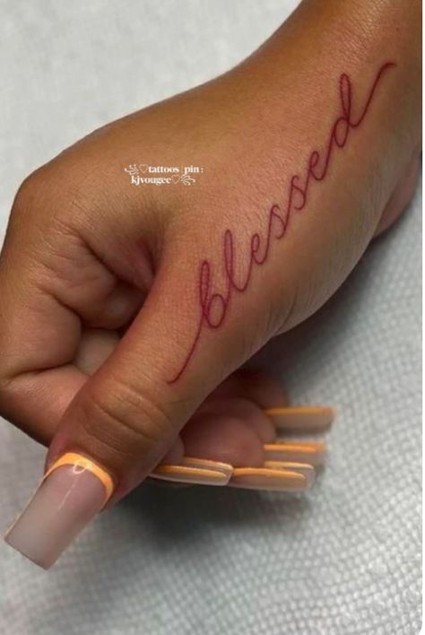 Cute Tattos For Black Women, Blessed In Cursive Tattoo, Silhouette Tattoos Woman Black, Arm Tattoo Inspo Women, Really Small Tattoos Simple, Tattoo Ideas Female In Spanish, Two Inch Tattoo, Blessed Hand Tattoos For Women, Simple Tatoos Woman