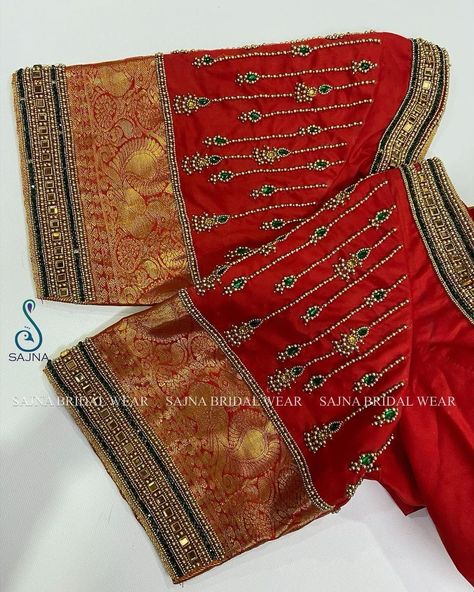 Red Aari Work Blouse, Maggam Blouse, Designs Blouse, Blouse Works, Zardosi Embroidery, Bridal Blouses, Maggam Work Designs, Aari Designs, Aari Blouse