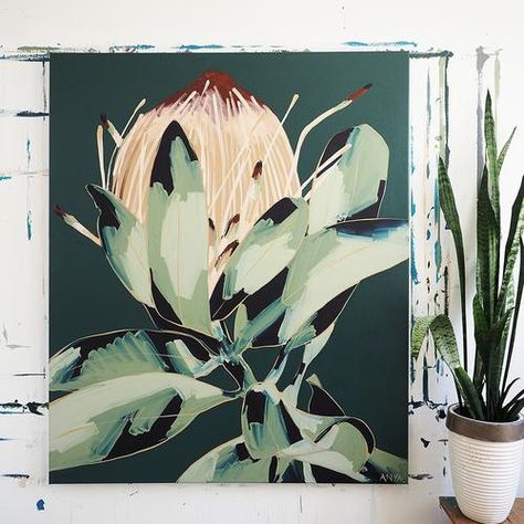 Protea Art, Abstract Canvas Painting, Paper Print, Abstract Canvas, Oil Painting On Canvas, Painting Inspiration, Floral Art, Flower Painting, Flower Art