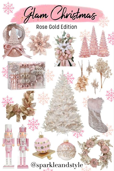 How To Decorate Your Christmas Tree, Rose Gold Christmas Tree Decorations, Decorating A Christmas Tree, Rose Gold Decor, Blush Pink and Gold, Christmas Tree Stylings, Style A Christmas Tree, #christmas #christmasdecor #christmasdecorations #christmasideas #christmaswreaths #christmasornaments #christmastree #christmastreeideas #christmastreedecorideas #christmastreeornaments #christmastreedecorations #rosegolddecor #blushandgold #glam #pinkandgold #decoratingideas #rosegold #xmastree #xmas Blush Pink And Gold Christmas Tree, Rose Gold And Blush Pink Christmas Decor, Pink Blush Christmas Tree, Christmas Decor Rose Gold, Christmas Decorations Rose Gold, Pink And Champagne Christmas Decor, Rose Gold Decorated Christmas Tree, White Christmas Tree Pink Ornaments, Pink Glam Christmas Tree