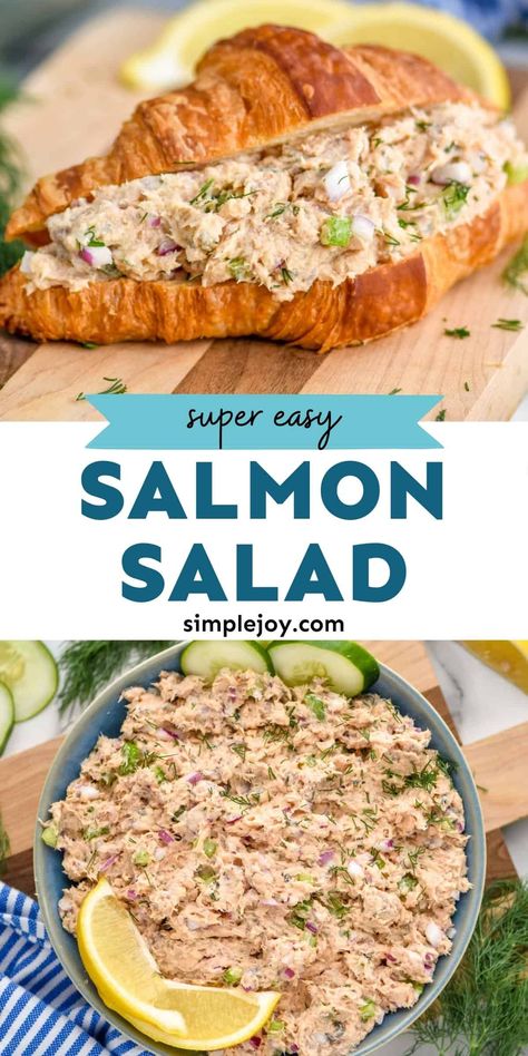 Canned Salmon Recipes, Salmon Salad Recipes, Salmon Sandwich, Lost 100 Pounds, Finger Sandwiches, Fish Recipes Healthy, Salmon Dishes, Salmon Salad, Easy Delicious Recipes