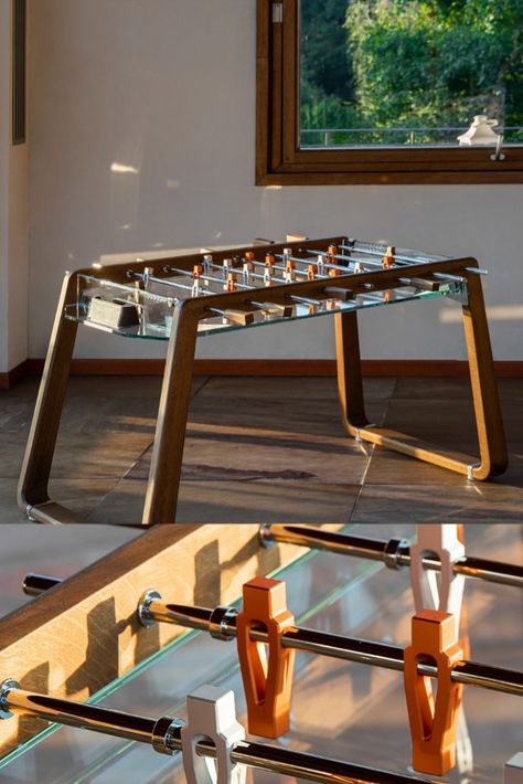 The Derby Football table showcases the best of Italian design and craftsmanship while ensuring a high- quality gaming experience. Football Table, Fussball Table, Diy Foosball Table, Foozeball Table Room, Fooseball Coffee Table, Modern Foosball Table, Foosball Table Design, Table Tennis Equipment, Modern Game Tables